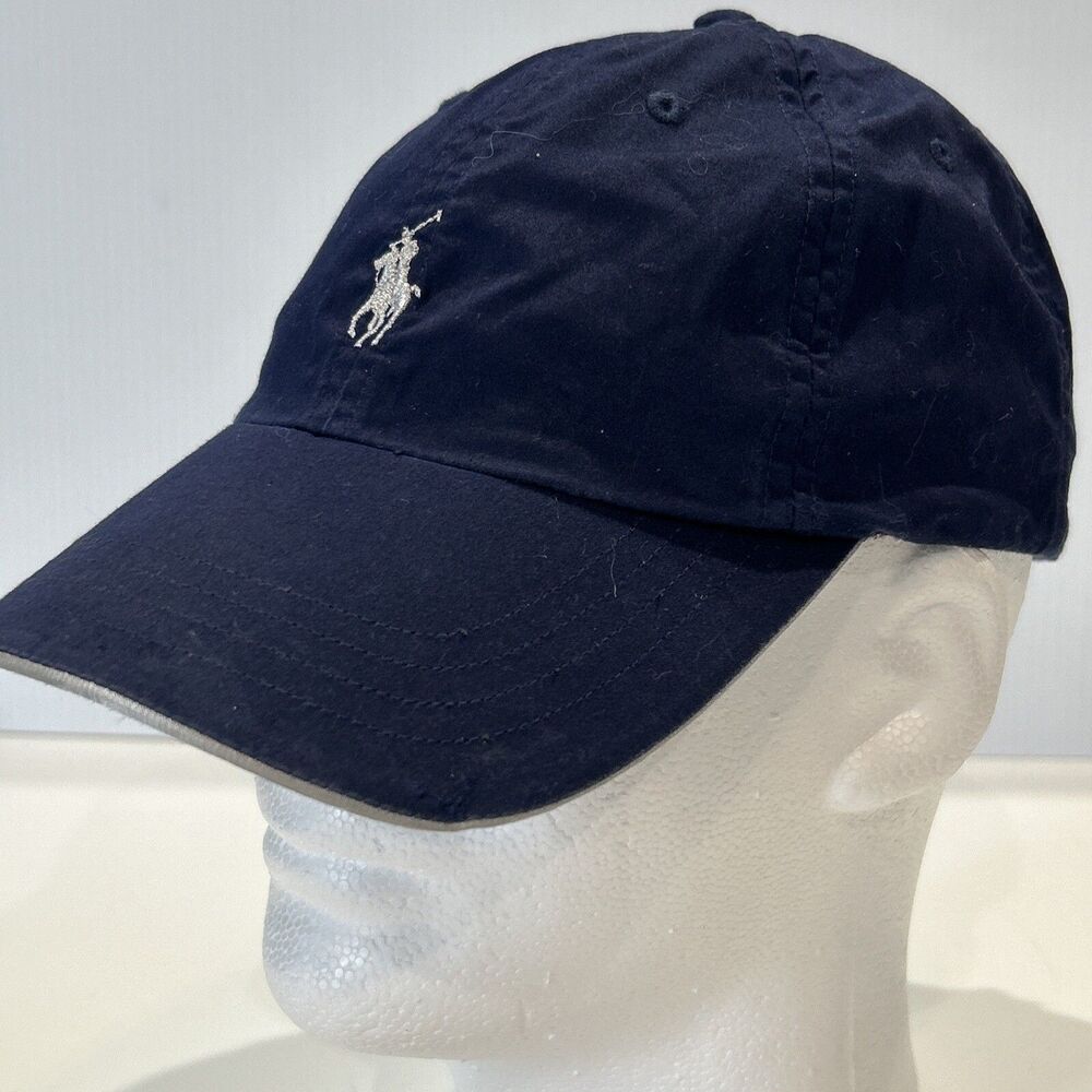 Ralph Lauren Golf Sportsman Hat Cap Strapback Blue Silver Polo Pony Logo Unisex
